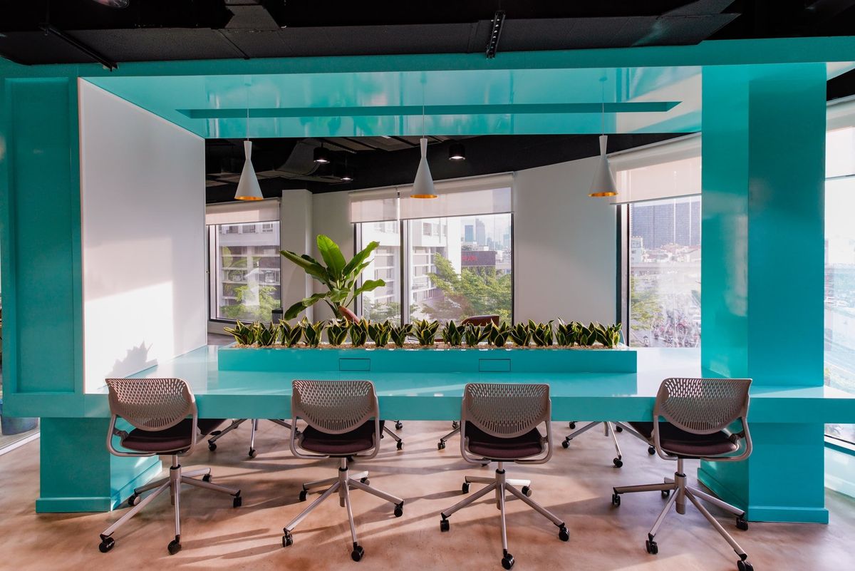Open co-working space with city views