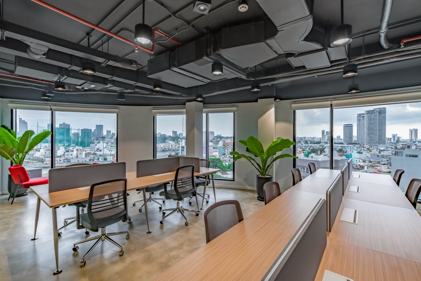 Hello World workspace with panoramic city views